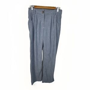 Halara Pants Blue Corduroy Straight Pleated Front Stretch Travel Casual Women M